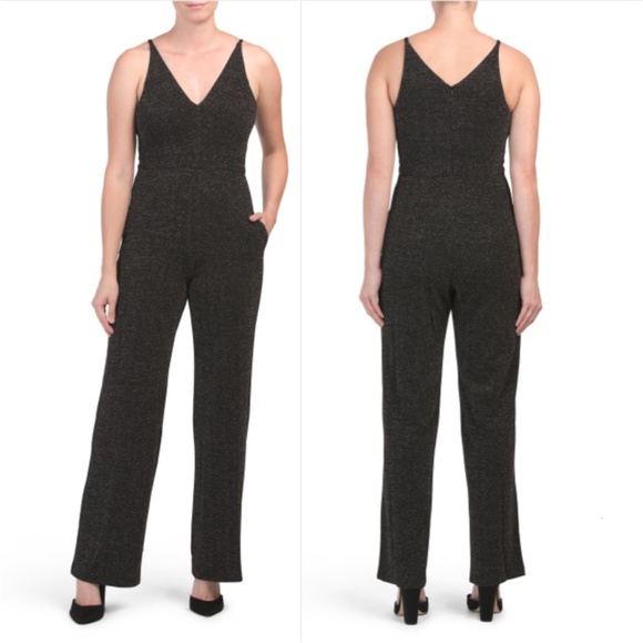 Donna Morgan Pants - DONNA MORGAN Metallic Stretch Jumpsuit